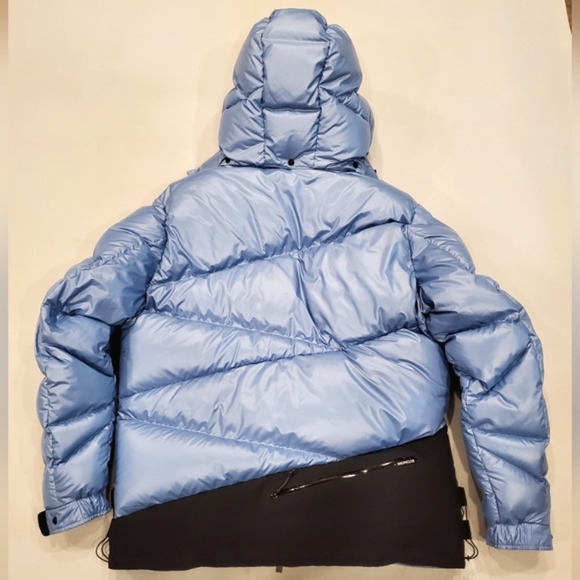 NWT$1,860 MONCLER Yonne Zigzag Channeled Blue Down Puffer Jacket Coat Sz 4 (XL) - Picture 10 of 16